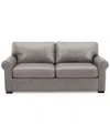 Macy's Radley 74" Leather Roll Arm Apartment Sofa, Exclusively At  In Ash