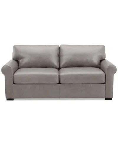 Macy's Radley 74" Leather Roll Arm Apartment Sofa, Exclusively At  In Ash