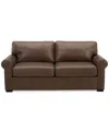 Macy's Radley 74" Leather Roll Arm Apartment Sofa, Exclusively At  In Chesnut