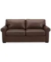 Macy's Radley 74" Leather Roll Arm Apartment Sofa, Exclusively At  In Chocolate