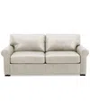 Macy's Radley 74" Leather Roll Arm Apartment Sofa, Exclusively At  In Coconut Milk