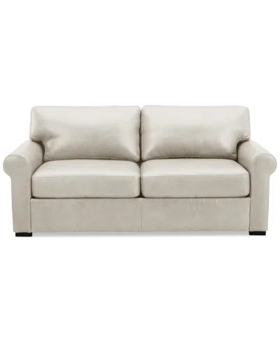 Macy's Radley 74" Leather Roll Arm Apartment Sofa, Exclusively At  In Coconut Milk