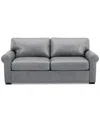 Macy's Radley 74" Leather Roll Arm Apartment Sofa, Exclusively At  In Light Grey
