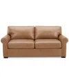 Macy's Radley 74" Leather Roll Arm Apartment Sofa, Exclusively At  In Light Natural
