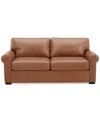 Macy's Radley 74" Leather Roll Arm Apartment Sofa, Exclusively At  In Light Tan