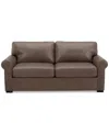 Macy's Radley 74" Leather Roll Arm Apartment Sofa, Exclusively At  In Medium Brown