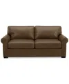 Macy's Radley 74" Leather Roll Arm Apartment Sofa, Exclusively At  In Sand