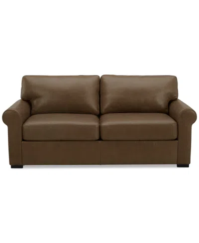 Macy's Radley 74" Leather Roll Arm Apartment Sofa, Exclusively At  In Sand