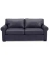 Macy's Radley 74" Leather Apartment Sofa, Created For  In Slate Grey