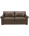 Macy's Radley 74" Leather Roll Arm Apartment Sofa, Exclusively At  In Taupe