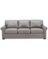 Macy's Radley 86" Leather Roll Arm Sofa, Exclusively At  In Ash