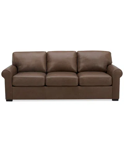 MACY'S RADLEY ROLL ARM 86" LEATHER SOFA, EXCLUSIVELY AT MACY'S