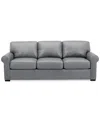 Macy's Radley 86" Leather Roll Arm Sofa, Exclusively At  In Light Grey