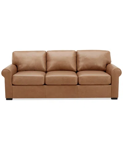 Macy's Radley 86" Leather Roll Arm Sofa, Exclusively At  In Light Natural