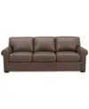 Macy's Radley 86" Leather Roll Arm Sofa, Exclusively At  In Medium Brown