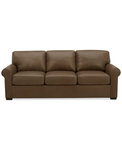 Macy's Radley 86" Leather Roll Arm Sofa, Exclusively At  In Sand