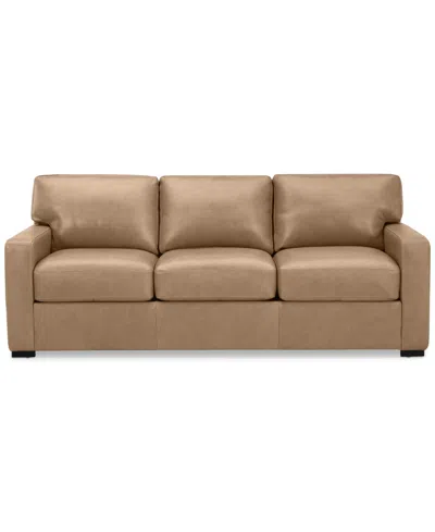 Macy's Radley 86" Leather Sofa, Created For  In Light Natural