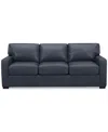Macy's Radley 86" Leather Sofa, Created For  In Navy