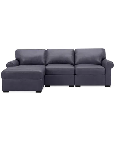 MACY'S RADLEY ROLL ARM 104" 3-PC. LEATHER SECTIONAL, EXCLUSIVELY AT MACY'S