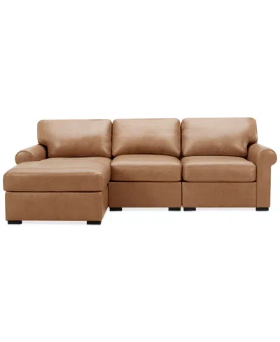 MACY'S RADLEY ROLL ARM 104" 3-PC. LEATHER SECTIONAL, EXCLUSIVELY AT MACY'S