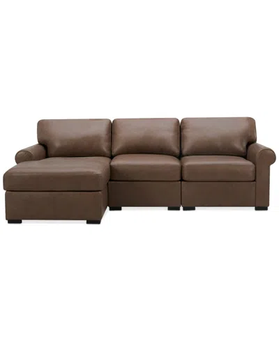 Macy's Radley Roll Arm 104" 3-pc. Leather Sectional, Exclusively At  In Gray