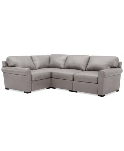 Macy's Radley Roll Arm 104" 4-pc. Leather Square Corner L Sectional, Exclusively At