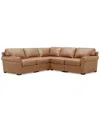 Macy's Radley Roll Arm 145" 6-pc. Leather Wedge Corner Chaise Sectional, Exclusively At