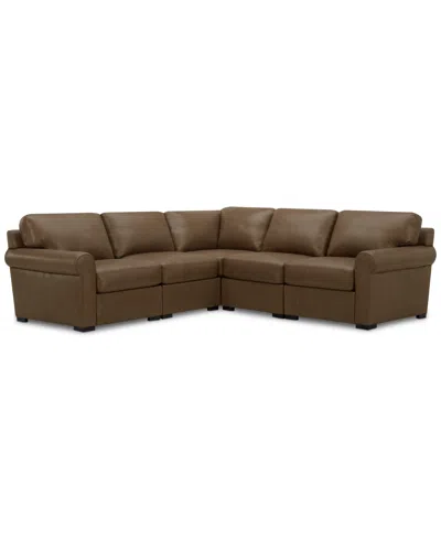 MACY'S RADLEY ROLL ARM 104" 5-PC. LEATHER SQUARE CORNER L SECTIONAL, EXCLUSIVELY AT MACY'S