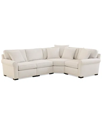Macy's Radley Roll Arm 115" 4-pc. Fabric L Sectional With Wedge, Exclusively At  In Brown