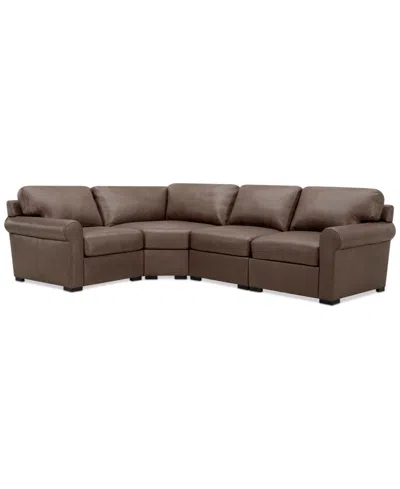 MACY'S RADLEY ROLL ARM 117" 4-PC. LEATHER WEDGE CORNER L SECTIONAL, EXCLUSIVELY AT MACY'S
