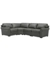 Macy's Radley Roll Arm 117" 4-pc. Leather Wedge Corner L Sectional, Exclusively At
