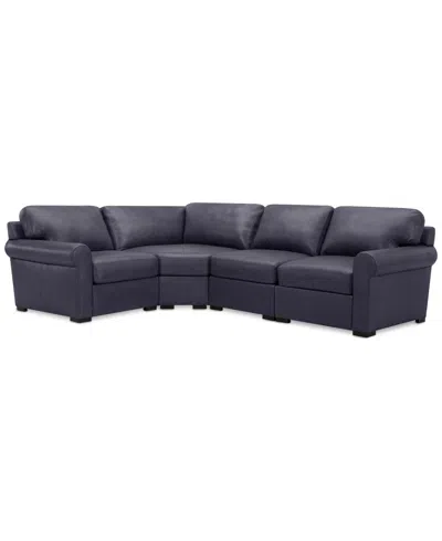 Macy's Radley Roll Arm 117" 4-pc. Leather Wedge Corner L Sectional, Exclusively At