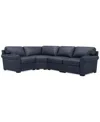 Macy's Radley Roll Arm 117" 4-pc. Leather Wedge Corner L Sectional, Exclusively At