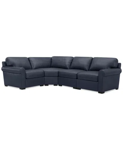 MACY'S RADLEY ROLL ARM 117" 4-PC. LEATHER WEDGE CORNER L SECTIONAL, EXCLUSIVELY AT MACY'S