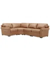 Macy's Radley Roll Arm 117" 4-pc. Leather Wedge Corner L Sectional, Exclusively At