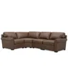 Macy's Radley Roll Arm 117" 4-pc. Leather Wedge Corner L Sectional, Exclusively At  In Gray