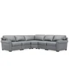 Macy's Radley Roll Arm 117" 5-pc. Leather Wedge Corner L Sectional, Exclusively At