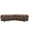 Macy's Radley Roll Arm 117" 4-pc. Leather Wedge Corner L Sectional, Exclusively At