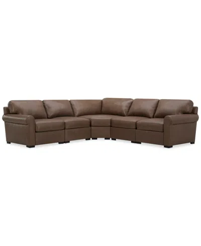 MACY'S RADLEY ROLL ARM 117" 5-PC. LEATHER WEDGE CORNER L SECTIONAL, EXCLUSIVELY AT MACY'S