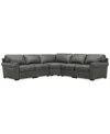Macy's Radley Roll Arm 117" 5-pc. Leather Wedge Corner L Sectional, Exclusively At