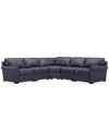Macy's Radley Roll Arm 117" 5-pc. Leather Wedge Corner L Sectional, Exclusively At