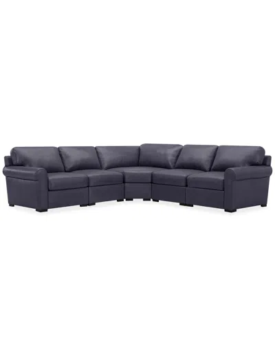 Macy's Radley Roll Arm 117" 5-pc. Leather Wedge Corner L Sectional, Exclusively At