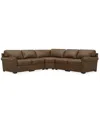 Macy's Radley Roll Arm 117" 4-pc. Leather Wedge Corner L Sectional, Exclusively At