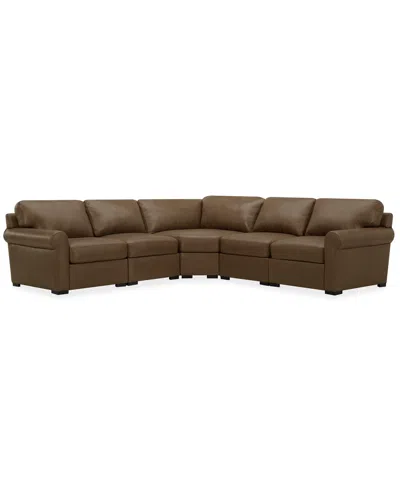 MACY'S RADLEY ROLL ARM 117" 5-PC. LEATHER WEDGE CORNER L SECTIONAL, EXCLUSIVELY AT MACY'S