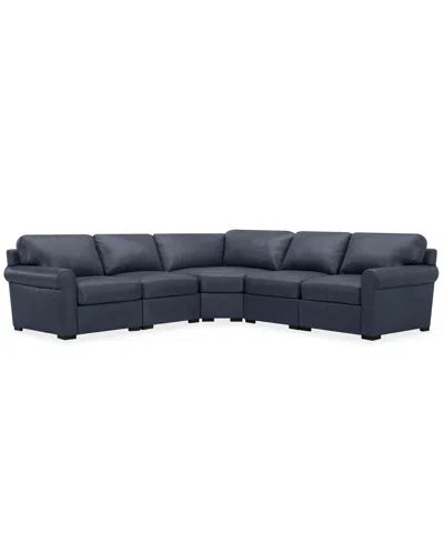 MACY'S RADLEY ROLL ARM 117" 5-PC. LEATHER WEDGE CORNER L SECTIONAL, EXCLUSIVELY AT MACY'S