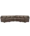 Macy's Radley Roll Arm 117" 4-pc. Leather Wedge Corner L Sectional, Exclusively At