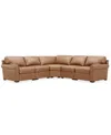 Macy's Radley Roll Arm 117" 4-pc. Leather Wedge Corner L Sectional, Exclusively At