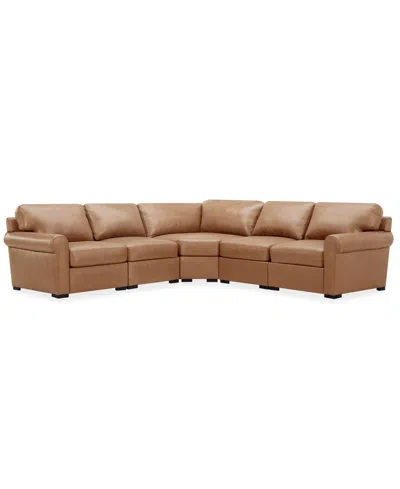 MACY'S RADLEY ROLL ARM 117" 5-PC. LEATHER WEDGE CORNER L SECTIONAL, EXCLUSIVELY AT MACY'S