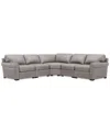 Macy's Radley Roll Arm 117" 5-pc. Leather Wedge Corner L Sectional, Exclusively At