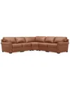 Macy's Radley Roll Arm 117" 4-pc. Leather Wedge Corner L Sectional, Exclusively At